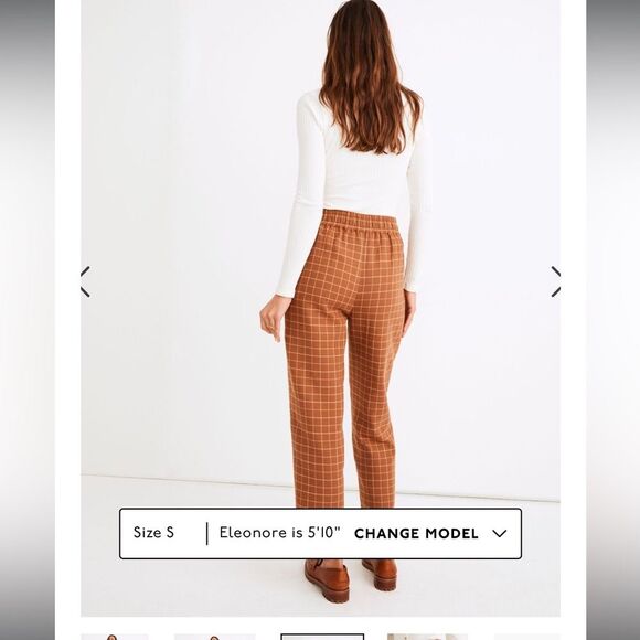 Madewell Brown Wide Legged Checkered Flannels Pants Pockets - Gently Used - Picture 9 of 14